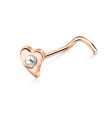 Pearly Heart Silver Curved Nose Stud NSKB-200p